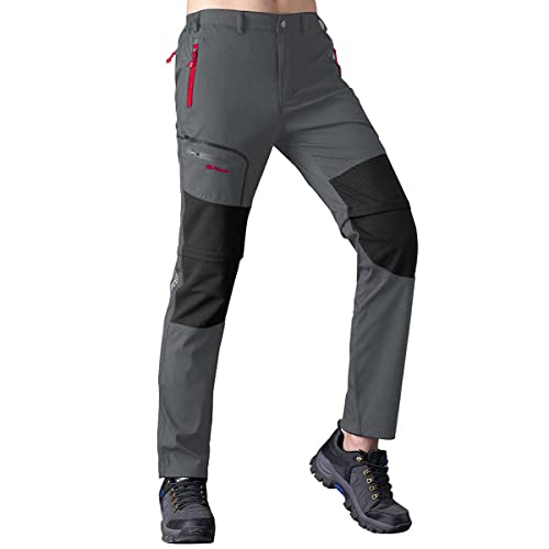 SANMIO Pantalones Aire Libre de Hombre Cortos Trekking Senderismo Secado Rápido Pantalón Funcionales Escalada Correr Montar Caminar Pantalones Gris, S