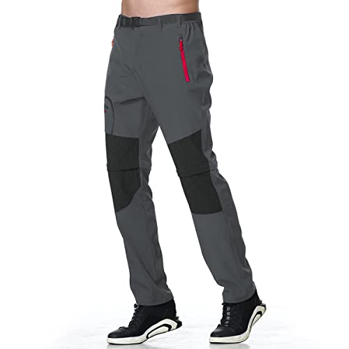 SANMIO Pantalones Aire Libre de Hombre Cortos Trekking Senderismo Secado Rápido Pantalón Funcionales Escalada Correr Montar Caminar Pantalones Gris, S