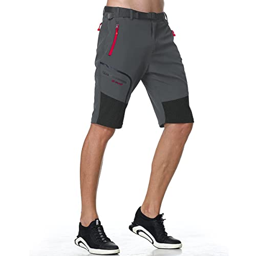 SANMIO Pantalones Aire Libre de Hombre Cortos Trekking Senderismo Secado Rápido Pantalón Funcionales Escalada Correr Montar Caminar Pantalones Gris, S