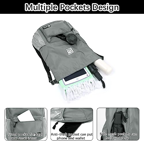 Sarsumir Mochila Cuerdas para Mujer Hombre, Impermeable Bolsa de Cuerdas Gran Capacidad Mochila Deportiva para Compras Yoga Deporte Viajes, Gris