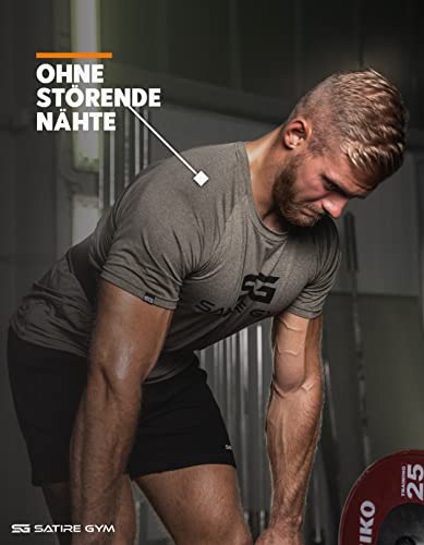 Satire Gym - Camiseta Ajustada Fitness Hombres/Ropa Deportiva de Secado rápido Hombre - Apta como Camiseta de Culturismo y Camiseta de Gimnasio Entrenamientos (Verde Oliva Moteado, M)