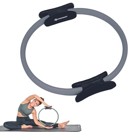 Schildkröt Anillo de Pilates, Aparato para el Entrenamiento del Core, Diámetro 37 cm, Gris