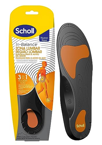 Scholl In-Balance, Plantillas Biomecánicas para el Alivio del Dolor Lumbar, Absorción de Impacto Superior, Pack 2 Plantillas, Talla M (40-42)