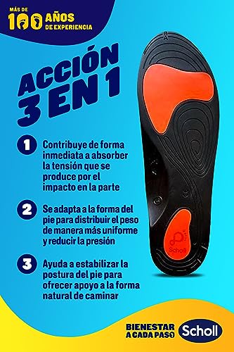 Scholl In-Balance, Plantillas Biomecánicas para el Alivio del Dolor Lumbar, Absorción de Impacto Superior, Pack 2 Plantillas, Talla M (40-42)