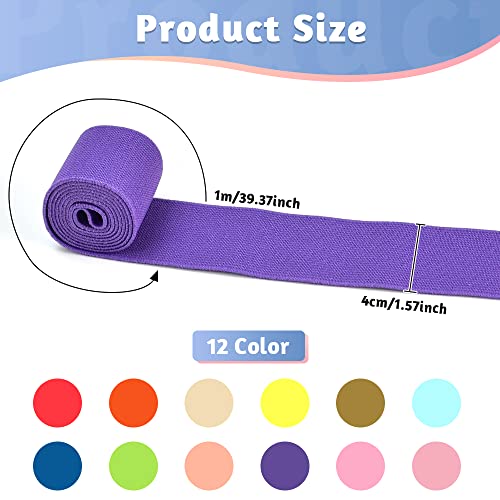 SCHYIDA 12 Piezas Cintas Elásticas para Costura de 12 Colores Goma Elástica de Costura de 4 cm Banda Elástica para Costura Ancha con Alta Elasticidad Cinta Elástica para Coser Manualidades