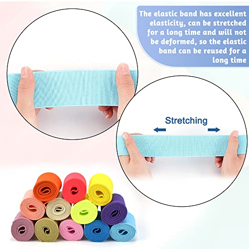 SCHYIDA 12 Piezas Cintas Elásticas para Costura de 12 Colores Goma Elástica de Costura de 4 cm Banda Elástica para Costura Ancha con Alta Elasticidad Cinta Elástica para Coser Manualidades