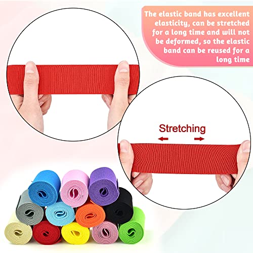 SCHYIDA 12 Piezas Cintas Elásticas para Costura de 4 cm Goma Elástica de Costura de 1 m de 12 Colores Banda Elástica para Costura Ancha con Alta Elasticidad Cinta Elástica para Coser Manualidades