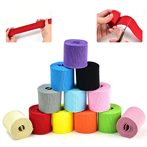 SCHYIDA 12 Piezas Cintas Elásticas para Costura de 4 cm Goma Elástica de Costura de 1 m de 12 Colores Banda Elástica para Costura Ancha con Alta Elasticidad Cinta Elástica para Coser Manualidades