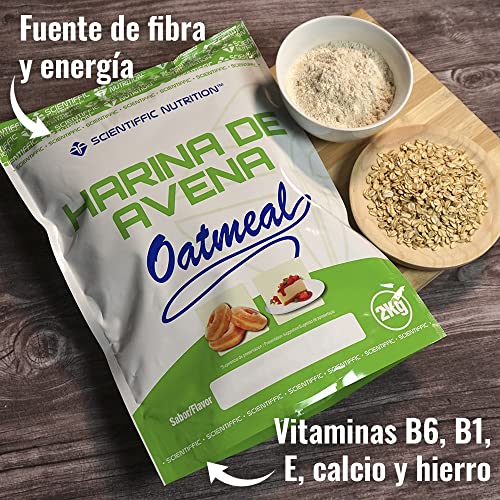 Scientiffic Nutrition - Harina de avena, Fuente de Proteínas, Baja en Azúcares, 100% Natural, Contribuye al Desarrollo de la Masa Muscular, Sabor Tarta de Queso y Fresa - 2 Kg