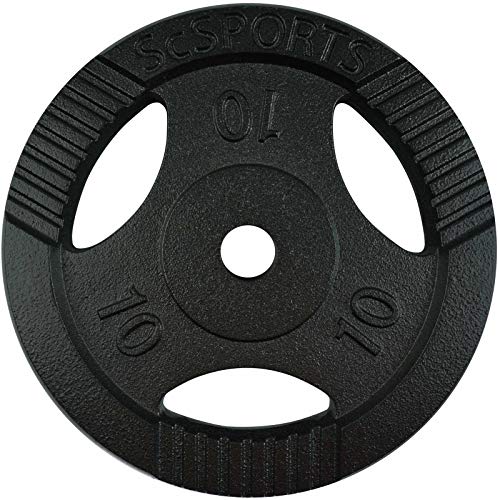 ScSPORTS® Juego de discos de pesas, 4 discos de 0,5/1,25/2,5/5 kg, 2 discos de 10/15 kg, 1 x 20 kg, 31 mm, hierro fundido, Tri-Grip, martillo de martillo, color negro – Juego de discos de peso (20 kg