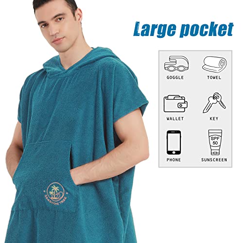 SEASHORE TREE Poncho de surf, bata de natación, toalla de playa, sudadera con capucha, colgador de traje de neopreno para mujeres y hombres (azul claro)