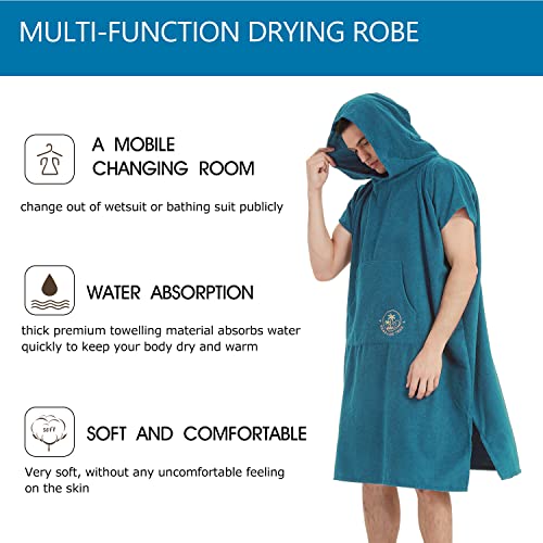 SEASHORE TREE Poncho de surf, bata de natación, toalla de playa, sudadera con capucha, colgador de traje de neopreno para mujeres y hombres (azul claro)