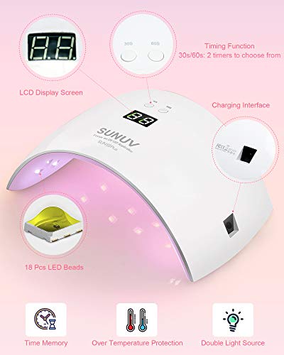 Secador de uñas LED ultravioleta SUNUV gel Nail light, UV Nail Light 30s / 60s cronómetro, pantalla lcd, adecuado para todos los geles, para salones familiares de arte de manicura/pedicura