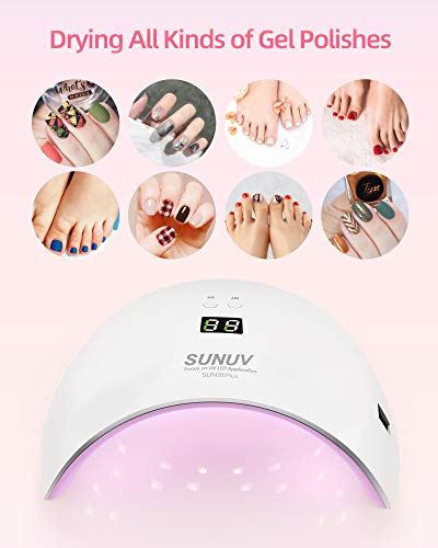 Secador de uñas LED ultravioleta SUNUV gel Nail light, UV Nail Light 30s / 60s cronómetro, pantalla lcd, adecuado para todos los geles, para salones familiares de arte de manicura/pedicura