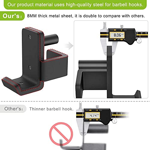 SELEWARE Ganchos en J de acero sólido para 2 "x 2" tubo de potencia jaula de sentadillas, soporte de barra de gancho en J para rack, juego de 2, capacidad de 1500 libras