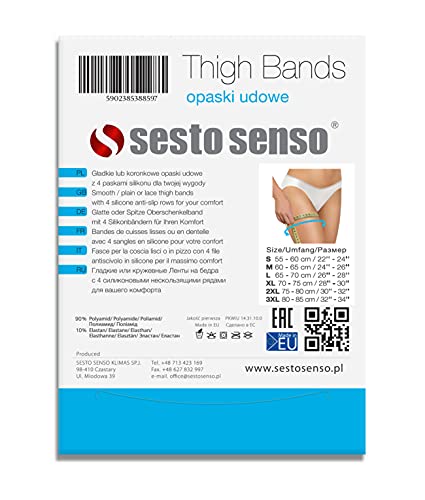 Sesto Senso Sexy Muslo Bandas de Encaje Elásticas Antirozaduras con Cuatro Tiras de Silicona Negro 60-65