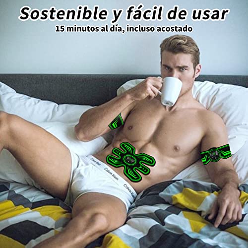 SEVEKO Electroestimulador Muscular Abdominales, EMS Estimulador Abdominal, Abdominales en Casa, Cinturon Electroestimulador Abdominales, 8 Modos y 15 Intensidades, 10 Hidrogeles de Repuesto, Unisex