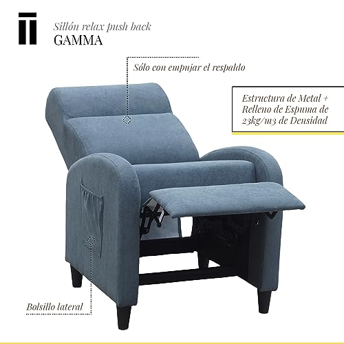 SHIITO - Sillón Relax con Sistema Push Back 3 Posiciones - Modelo Gamma | Reclinamiento Manual y Tapizado en Tela Gris Oscuro