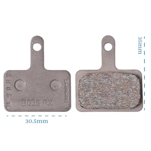 Shimano 2 Pares de Pastillas de Freno de Resina Shimano B05S-RX compatibleas con MT200, M355, M416, M445, M446, M447, M465, M475, M485, M486, M525, M575, M675, TX805, C501, T615, etc