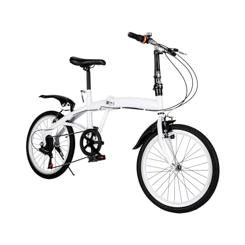 Shiyinge Bicicleta plegable de 20 pulgadas, 7 velocidades, plegable, para adultos, plegable, ajustable, unisex, adecuada para camping, deportes al aire libre, ciclismo, desplazamientos, color blanco