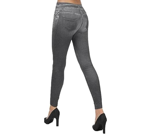 ShopINess 1 Slim Jegging Leggings de Patrón Ajustado con Forro Interior para Mujer (Gris, S/M)