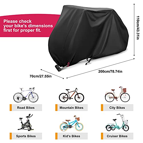 SIBOTER Funda Bicicleta Exterior, 210D Oxford Funda Bicicleta, Funda Bicicleta Exterior Impermeable con Orificio de Bloqueo & Bolsa de Almacenamiento, 200x70x110cm