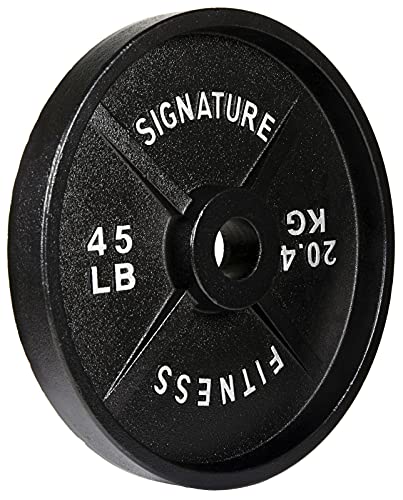 Signature Fitness Deep Dish - Discos olímpicos de hierro fundido de 5 cm con revestimiento E, color negro