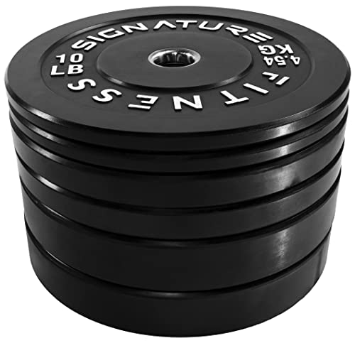 Signature Fitness Discos de peso olímpicos de 2 pulgadas con cubo de acero, juego de 160 libras (2 x 10/25/45 libras), color negro