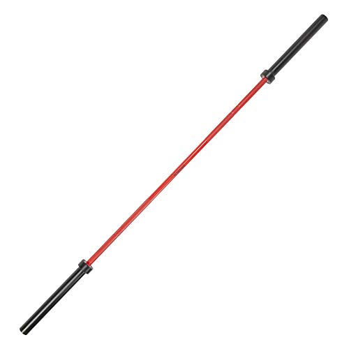 Signature Fitness Olympic Cerakote Barbell – para gimnasios domésticos y comerciales, resistencia a la tracción de 190 K PSI nominal para hasta 1.5 libras de capacidad, rojo