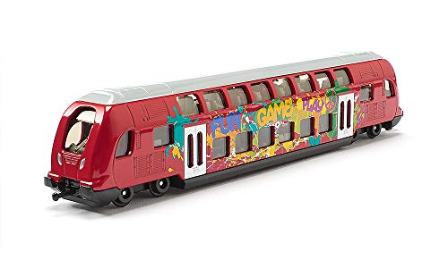 siku 1791 Tren de dos plantas, Diseño grafiti, Compatible con otros juguetes siku, 1:87, Metal/Plástico, Rojo