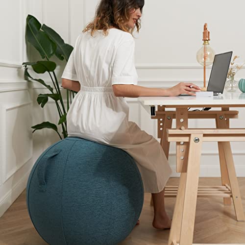 Silla de Bola WHIBALL para Sentarse de Forma ergonómica - para la Oficina y el hogar - Bola de Asiento Ø 65cm - Tejido Resistente e indeformable - para Sentarse de Forma dinámica (Azul)