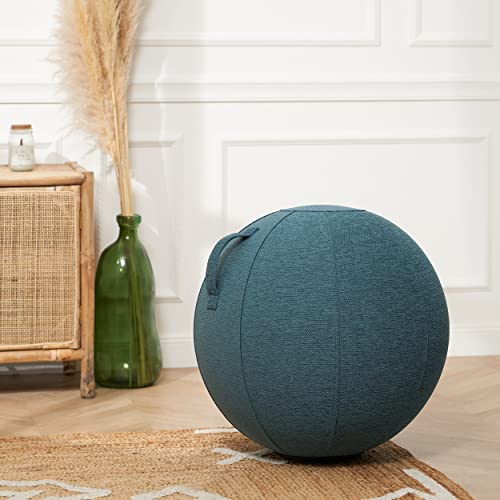 Silla de Bola WHIBALL para Sentarse de Forma ergonómica - para la Oficina y el hogar - Bola de Asiento Ø 65cm - Tejido Resistente e indeformable - para Sentarse de Forma dinámica (Azul)