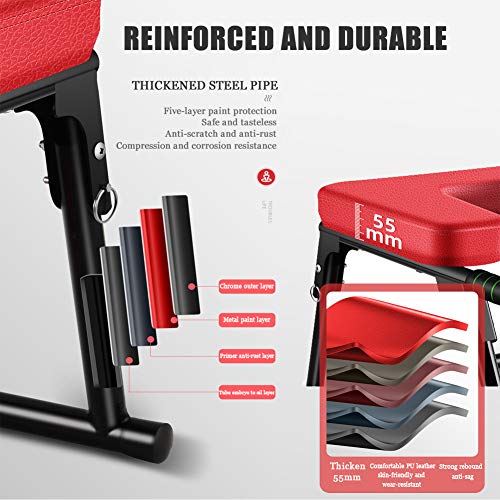 Silla de Inversión de Yoga,Taburete de Apoyo de Silla Invertido Asistido por Yoga Multifunción para Fitness con Diseño de Pasamanos de Seguridad para Ejercicios de Gimnasio en Casa (Red and Black)