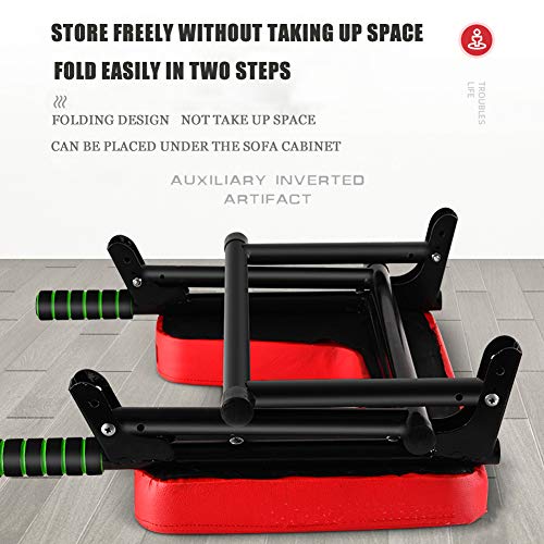 Silla de Inversión de Yoga,Taburete de Apoyo de Silla Invertido Asistido por Yoga Multifunción para Fitness con Diseño de Pasamanos de Seguridad para Ejercicios de Gimnasio en Casa (Red and Black)