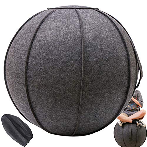 Silla ergonomica Oficina Silla de Bola sentada 65cm Fieltro Cubierta de Pelota de Yoga Pelota de Pilates Pelota de Fitness para Embarazo con Mango Antideslizante (Manga de Bola)