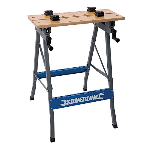 Silverline Tools TB05 - Banco de trabajo resistente y plegable (150 kg)