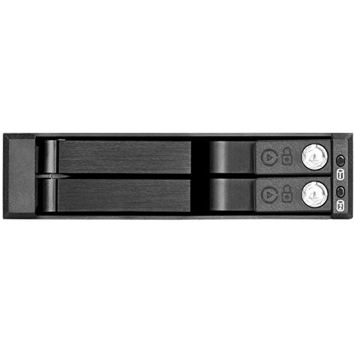 SilverStone SST-FS202B - Placa trasera para rack móvil de aluminio sin bandeja con cambio en caliente/ Carcasa para disco duro interna para 2x 2,5” SAS/SATA HDD o SSD, negro