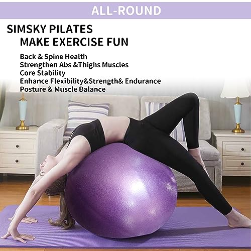 Simsky 2 Mini Pelotas de Pilates de 25 cm, Pelotas de Gimnasia Pequeñas de PVC Antiexplosión, Pelota de Yoga, Accesorios de Fitball Pilates para Ejercicios, Masajes, Equilibrio, con Tubo Inflable