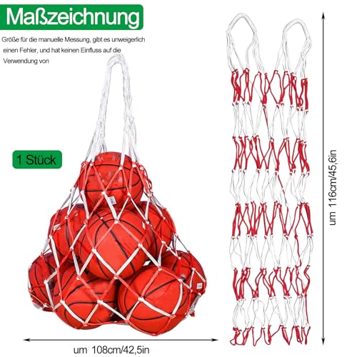 sinzau Red de nailon para balones de 10 – 15 pelotas, bolsa de malla portátil con asa engrosada, bolsa de malla para fútbol, baloncesto, voleibol, rugby, baloncesto, baloncesto, baloncesto,