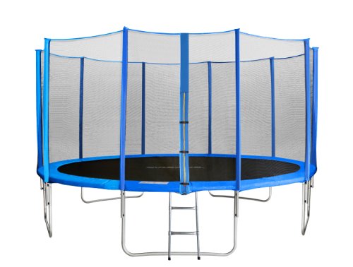 SixBros. SixJump 2,45 M Trampolín Cama elástica de jardín Azul - Escalera - Red de Seguridad - Lluvia Cobertura TB245/1609