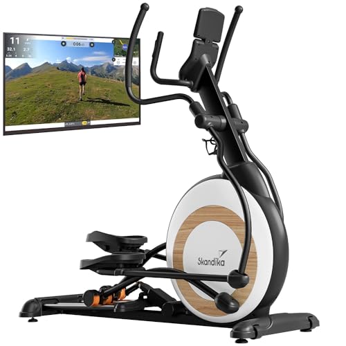 Skandika Crosstrainer Carbon P26-S | Bicicleta elíptica con inclinación para Uso doméstico, Sistema de Masa de inercia de 26 kg, hasta 150 kg, 32 Niveles de Resistencia, Sistema de Doble raíl