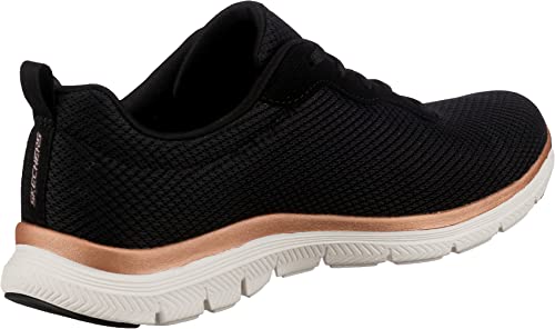 Skechers Flex Appeal 4.0 Brilliant View, Zapatillas Mujer, Black Mesh Rose Gold Trim, 39 EU