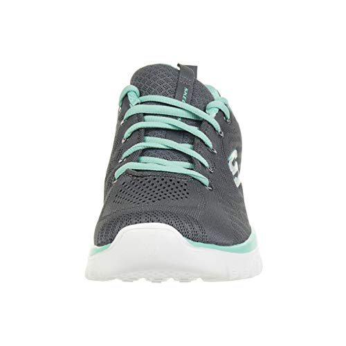 Skechers Graceful Get Connected, Zapatillas Mujer, Charcoal Mesh Green Trim, 38 EU