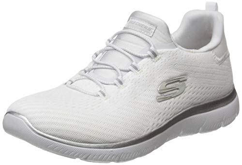 Skechers Summits Fast Attraction, Slip on Mujer, White/Silver, 38 EU