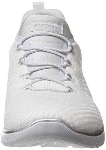 Skechers Summits Fast Attraction, Slip on Mujer, White/Silver, 38 EU