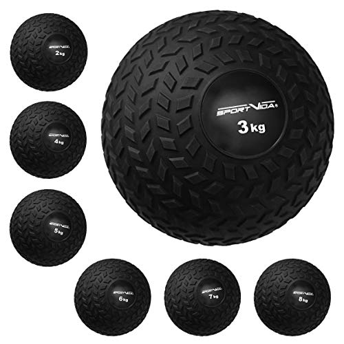 Slam Ball - Balón medicinal de goma, peso 2-8 kg, con superficie de agarre, diámetro de 23 cm, antideslizante, pelota de entrenamiento deportiva (8 kg)