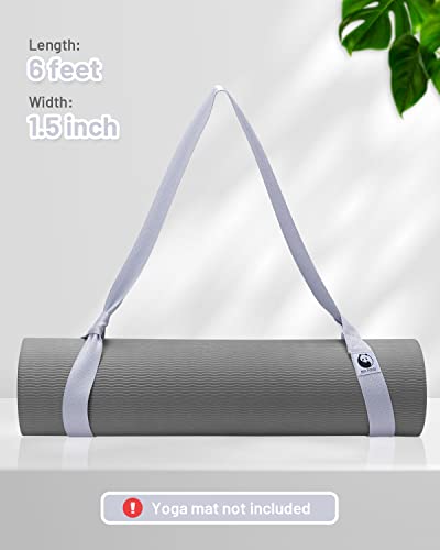 Slim Panda Correa Esterilla Yoga, Ajustable Algodón Cinta de Yoga para Todos los Tamaños de Esterilla de Yoga, Elástico Cinturon Yoga para Pilates,Estiramientos y Fitness, Gris Oscura