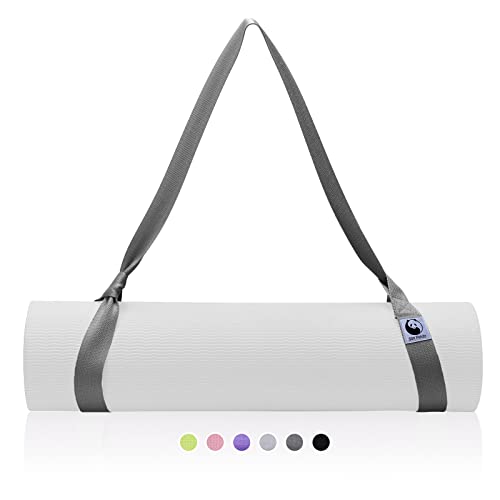 Slim Panda Correa Esterilla Yoga, Ajustable Algodón Cinta de Yoga para Todos los Tamaños de Esterilla de Yoga, Elástico Cinturon Yoga para Pilates,Estiramientos y Fitness, Gris Oscura