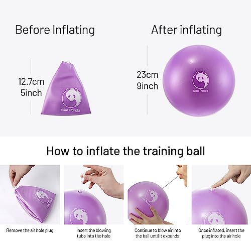 Slim Panda Pelota de Pilates 23cm, Antiexplosión Antideslizante PVC Pelota de Gimnasia, Soft Balones de Yoga para Terapia Geriátrica, Domicilio, Fitness, Entrenamiento del Equilibrio (Morado)