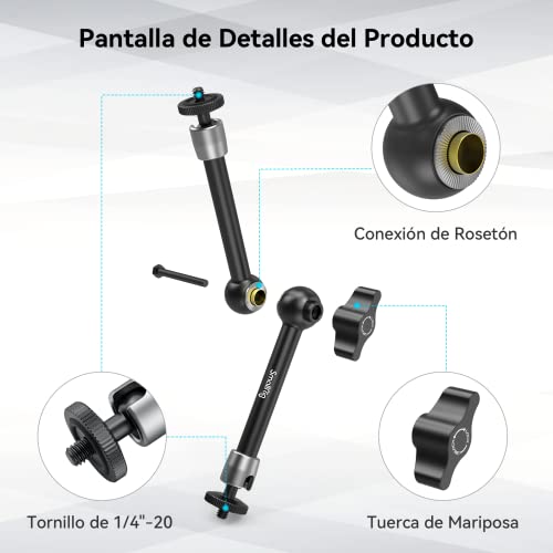 SMALLRIG Brazo Magico 9,8 Pulgada, Magic Arm con 1/4" Tornillo para Monitor EVF y Lámpara LED - 2066